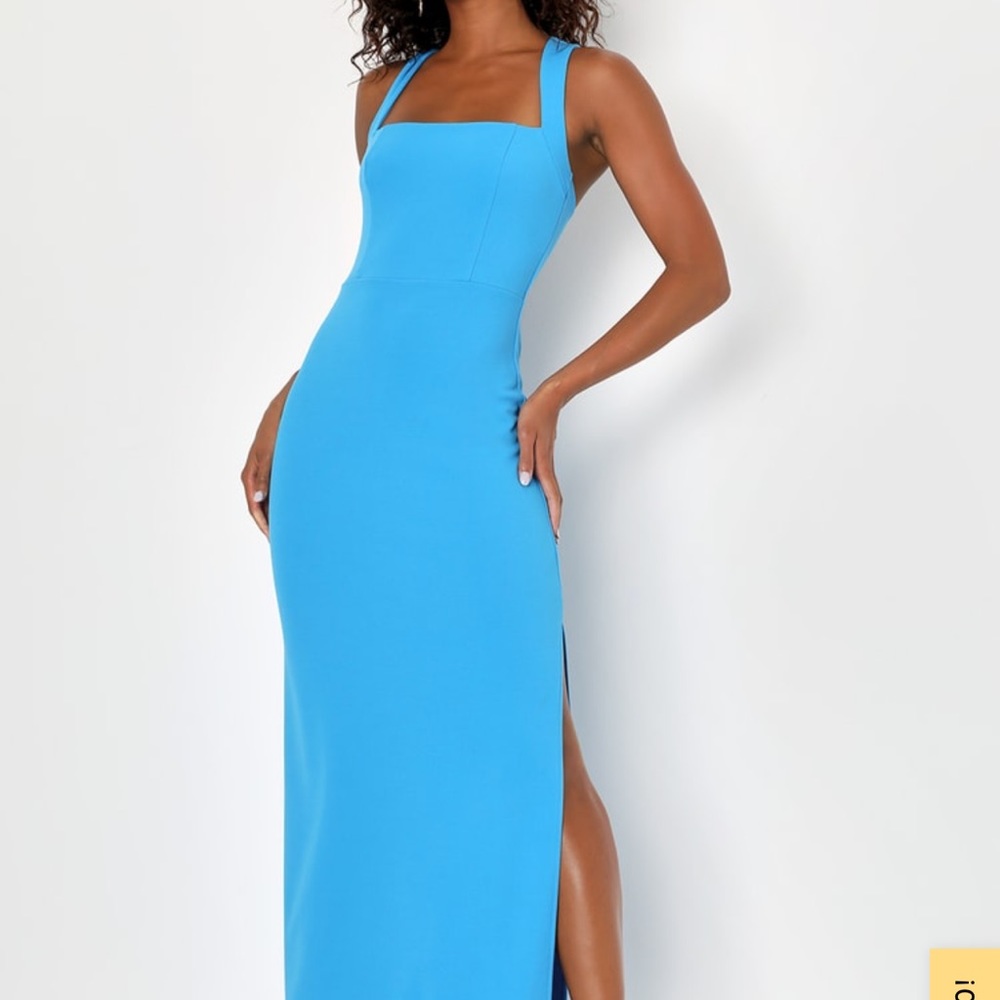Lulus Glamorous Dedication Blue Sleeveless Column Maxi Dress